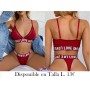 Set de lencería con cinta con letra de malla en contraste