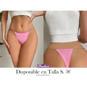 Tanga rosa con tira transparente