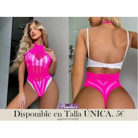 Body teddy liso de espalda abierta de malla