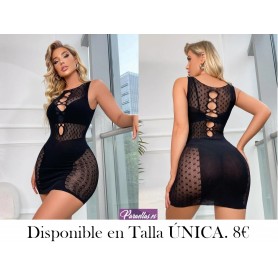 Vestido de malla en contraste con abertura sin set de lencería