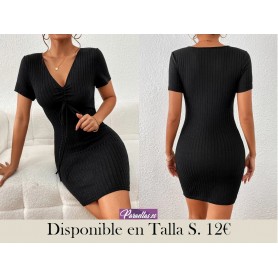 Vestido ajustado con cordón pecho con fruncido
