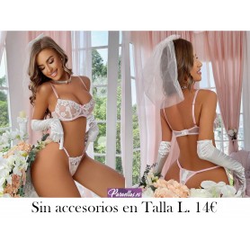 Set de lencería con bordado floral de malla con aro