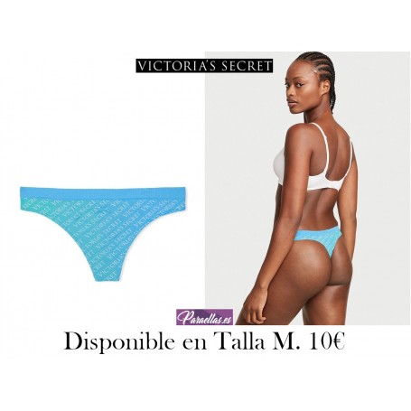 VS-Tanga sin costuras Azul turmalina con estampado