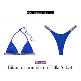 VS-Bikini Top triangular & Tanga con tiras brillantes Blue Oar