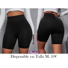 Shorts biker de cintura ancha unicolor