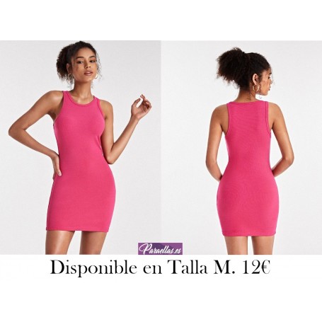 Vestido tank ajustado algodón unicolor