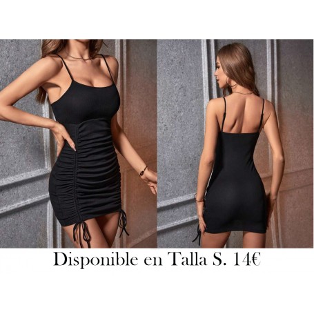 Vestido ajustado de tirantes con cordón delantero fruncido