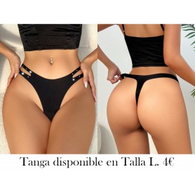 Tangas con diamante de imitación con diseño de tachuela con abertura