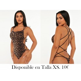 Body de leopardo de espalda con tira cruzada