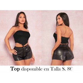 Top tubo crop con diseño de diamante de imitación bajo pañuelo