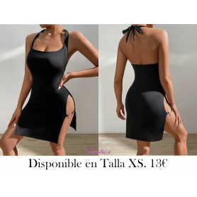 Vestido vinculado con aro de cuello halter de espalda abierta de muslo con abertura