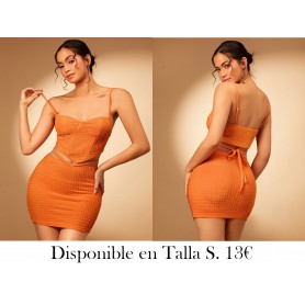 Top de tirantes crop unicolor & Falda ajustada