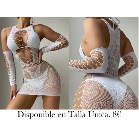 1 Set De Vestido De Malla Sexy Con Patrón De Mariposas De Alta