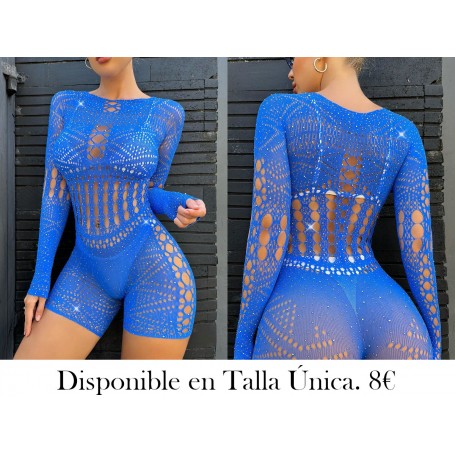 Body con diamante de imitación tachuela de malla sin set de lencería