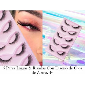 5 Pares De Pestañas Postizas Largas Y Rizadas Con Diseño De Ojos De Zorro Largo Y Curvo, De 16mm