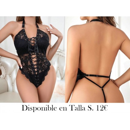 Body De Encaje Sexy Con Tirantes Cruzados Para Mujeres