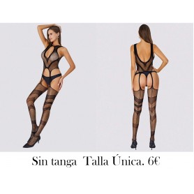 1 pieza de Malla completa sexy para mujeres con detalles ahuecados en color negro