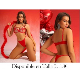 Conjunto De Lencería Sexy Ahuecado Con Detalle De Cadena Para Mujer Del Día De San Valentín