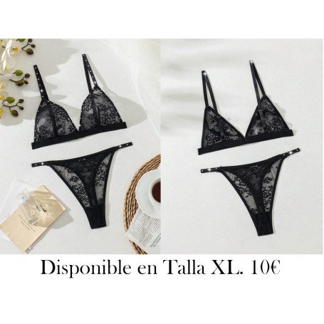 Conjunto De Lencería Sexy Para Mujer Con Lazo Y Encaje