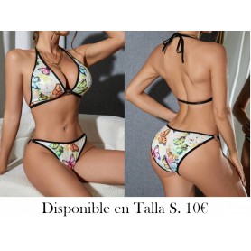 2 Unids/set Bralette Y Bragas Sin Aros Con Estampado De Mariposas Para Muje