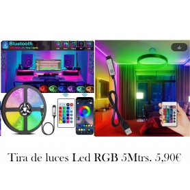 Tira de luces Led RGB 5050, cinta Flexible de diodo con Control por aplicación Bluetooth