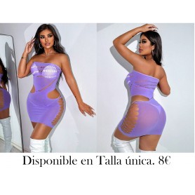 1 Pieza Vestido Sexy Sin Tirantes Ahuecado Para Mujer