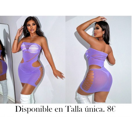 1 Pieza Vestido Sexy Sin Tirantes Ahuecado Para Mujer