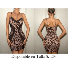 Vestido ajustado con parches de malla con tirantes spaghetti