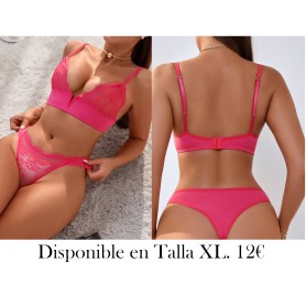 Conjunto de lencería para damas con sujetador y panty de encaje de c