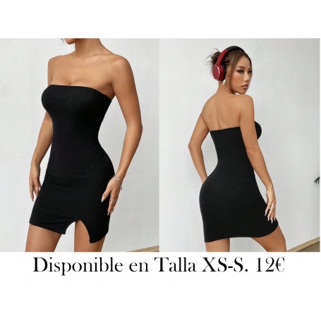 Vestido tubo mini ajustado y sin tirantes en unicolor para el verano