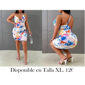 Vestido floral sin mangas y sin espalda para verano con diseño de anillo re