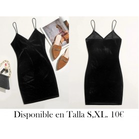 Vestido De Terciopelo Sólido De Tela Elástica