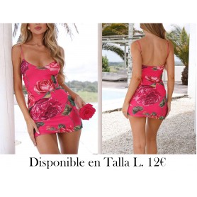 Vestido sexy de verano con tirantes espagueti de mujer con impresión floral ajustado al Body y mini