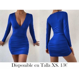 Vestido ajustado de cuello profundo fruncido