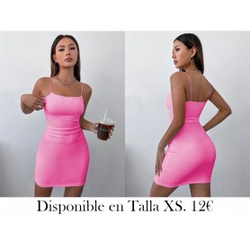 Vestido de tirantes espagueti ajustado de color sólido para el verano