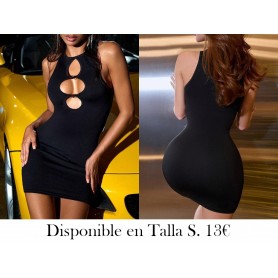 Vestido de verano de uso diario sencillo de unicolor con diseño calado para mujeres