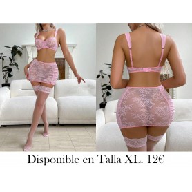 Conjunto de lencería sexy para mujer transparente de 2 piezas, serie seductora