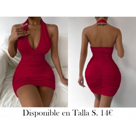 Vestido ajustado de espalda abierta fruncido halter