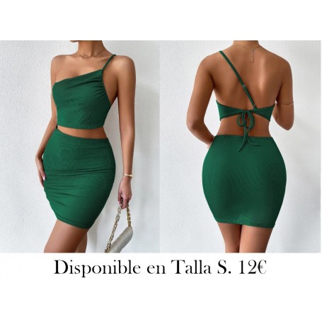 Vestido de un hombro con abertura fruncido de espalda abierta con cordón