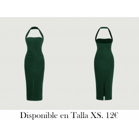 Vestido ajustado unicolor de cuello halter de espalda abierta