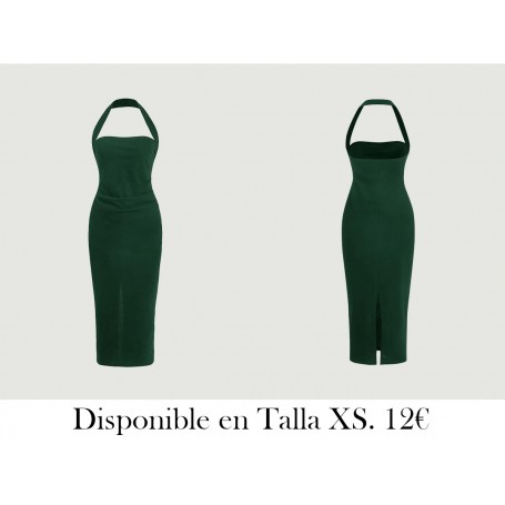 Vestido ajustado unicolor de cuello halter de espalda abierta