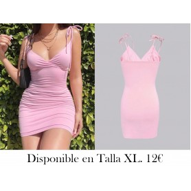 Vestido de cami con tirantes de lazo en unicolor para mujer