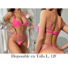 2 piezas Conjunto de lencería sexy para mujer, sujetador y tanga