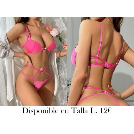 2 piezas Conjunto de lencería sexy para mujer, sujetador y tanga