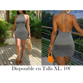 Vestido ajustado sin espalda con tirantes ajustables y escote halter para mujeres