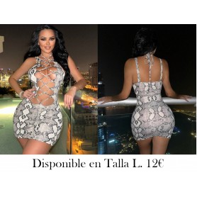 Vestido ajustado con estampado de piel de serpiente con tira cruzada con abertura