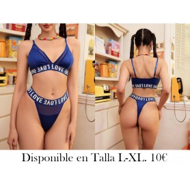 Conjunto de lencería para mujer, sosten y ropa interior tipo tanga con tirantes