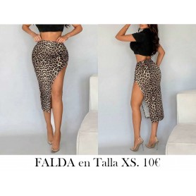 Falda sexy de leopardo plisado con abertura alta, de moda y cautivadora para mujer