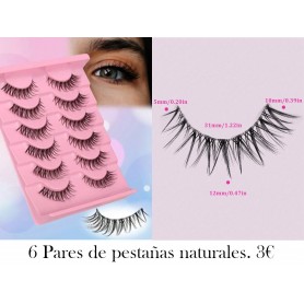 6 pares de pestañas postizas de moda, de textura cruzada natural y estilo delgado