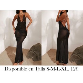 Vestido sencillo de tejido de malla de color liso, corte entallado, escote en V profundo y diseño sin espalda para mujeres